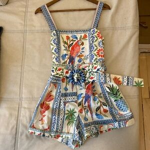 Farm Rio Tropical Tiles Romper, Size M